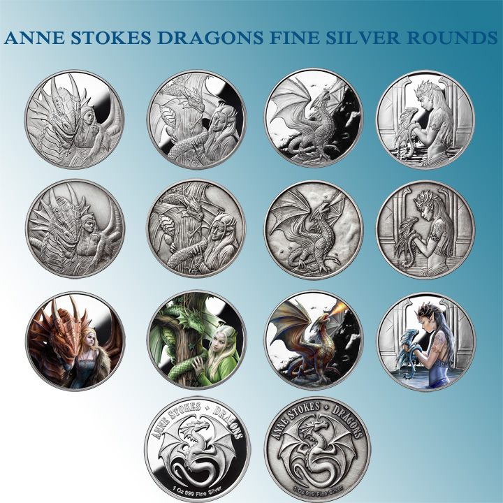 Anne Stokes Dragons Series Friend Or Foe Silver Colorized PF Round W/Capsule/COA 