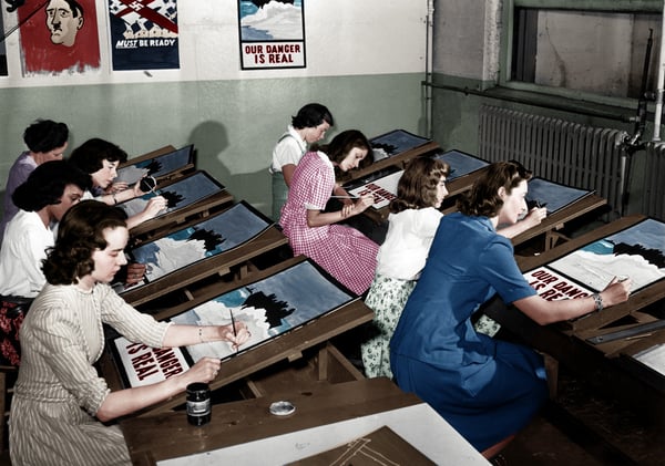 Women Replicating Propaganda Posters 