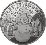 Let it Snow Snowman Solid Silver Round