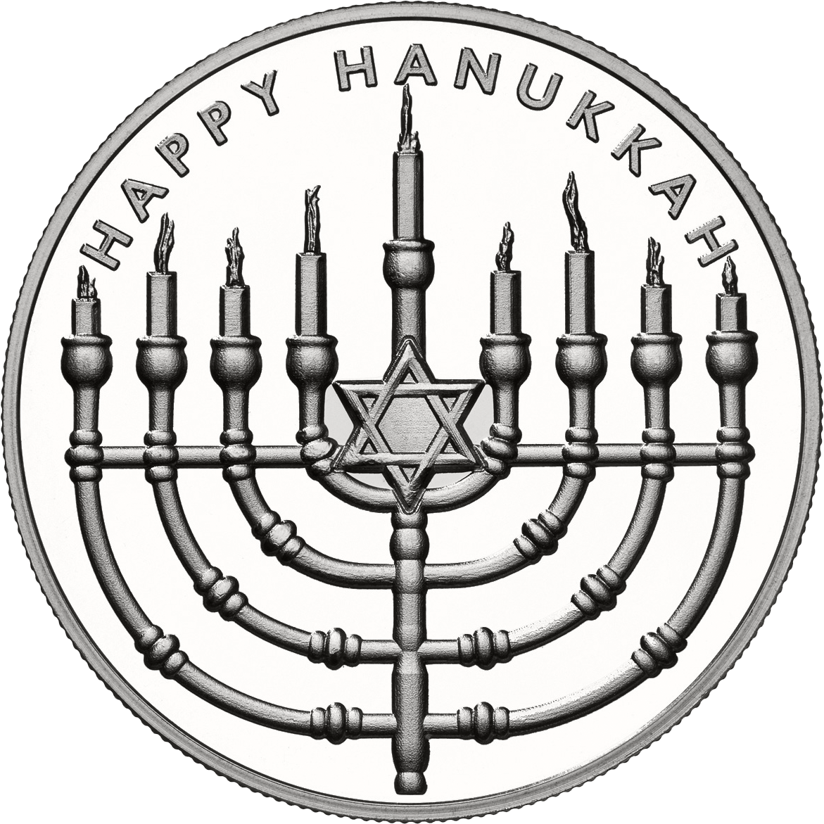 Happy Hanukkah, Solid Silver Holiday Round