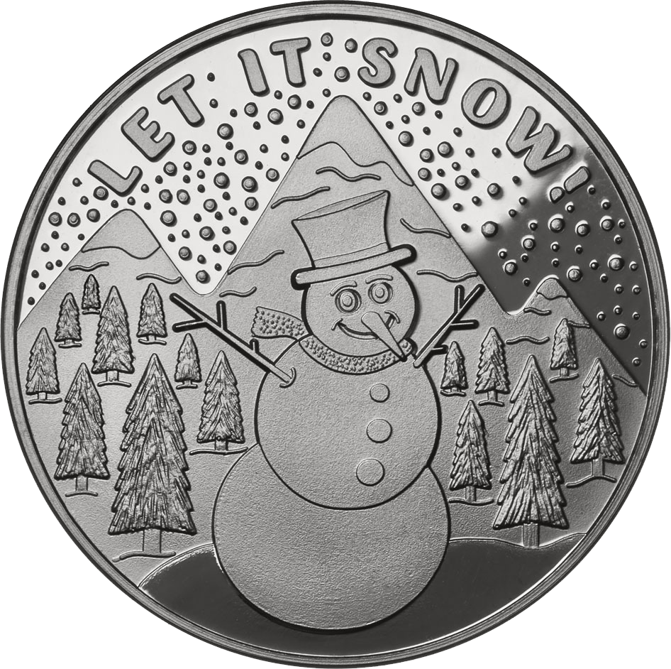 Let it Snow Snowman Solid Silver Round